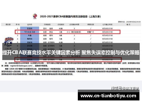 提升CBA联赛竞技水平关键因素分析 聚焦失误率控制与优化策略
