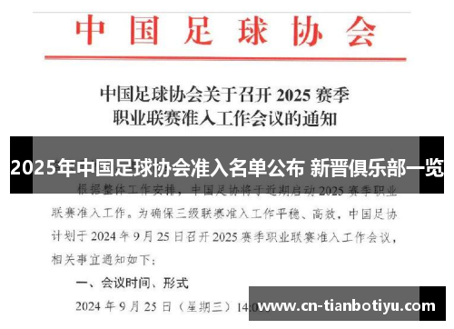 2025年中国足球协会准入名单公布 新晋俱乐部一览