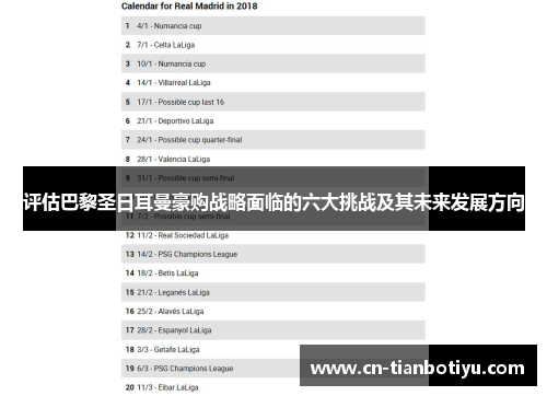 评估巴黎圣日耳曼豪购战略面临的六大挑战及其未来发展方向 评估巴黎圣日耳曼豪购战略面临的六大挑战及其未来发展方向